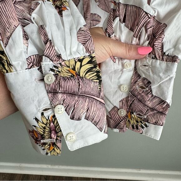 Desmond & Dempsey x H&M Balloon-sleeved Cotton Dress in Banana Leaf Print - Picture 6 of 10